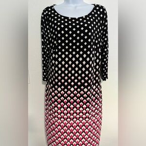 Nine West Black and Pink Long Sleeve Dress